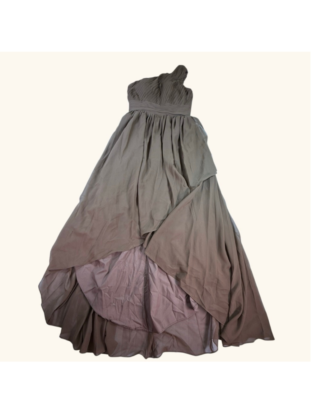 Lanting Bride One Shoulder High Low Formal Dress Taupe Brown Size 16